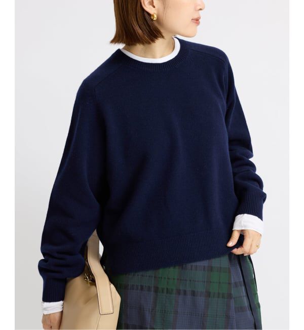 IENA「SUPER180クルーネックプルオーバー」|ニット・セーター|ネイビー