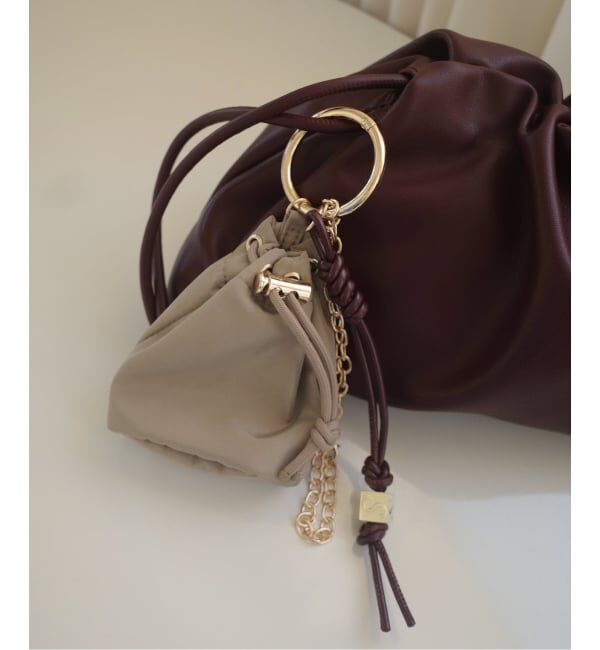 SLOBE IENA「SLOBE 巾着チャーム」|キーケース|ベージュ A