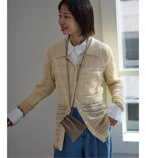 SLOBE IENA「《予約》レーシーニットシャツ」|ニット・セーター|