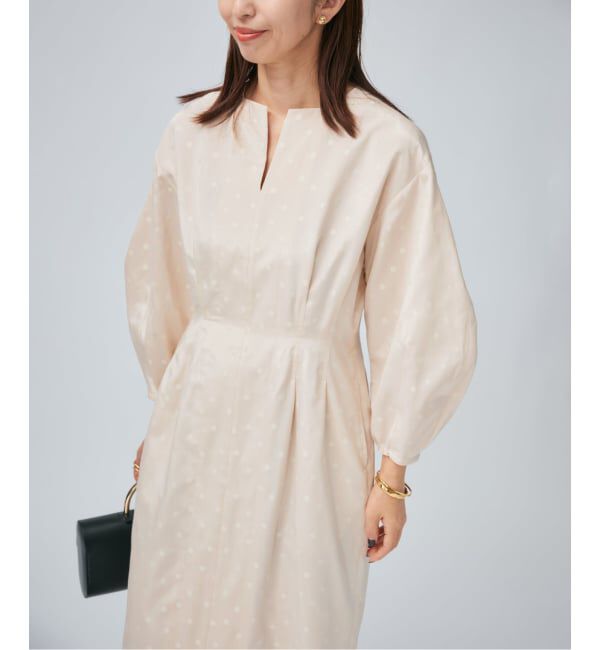 VERMEIL par iena「《予約》DOTジャガード ウエストシェイプワンピース」|ワンピース|