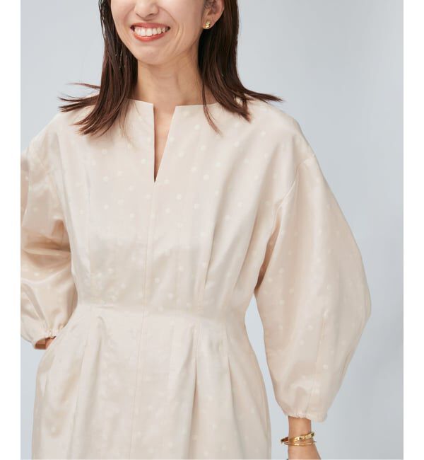 VERMEIL par iena「《予約》DOTジャガード ウエストシェイプワンピース」|ワンピース|