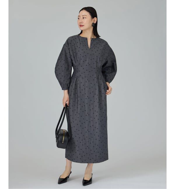 VERMEIL par iena「《予約》DOTジャガード ウエストシェイプワンピース」|ワンピース|