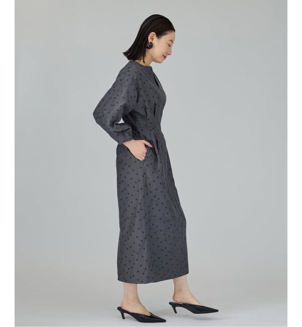 VERMEIL par iena「《予約》DOTジャガード ウエストシェイプワンピース」|ワンピース|
