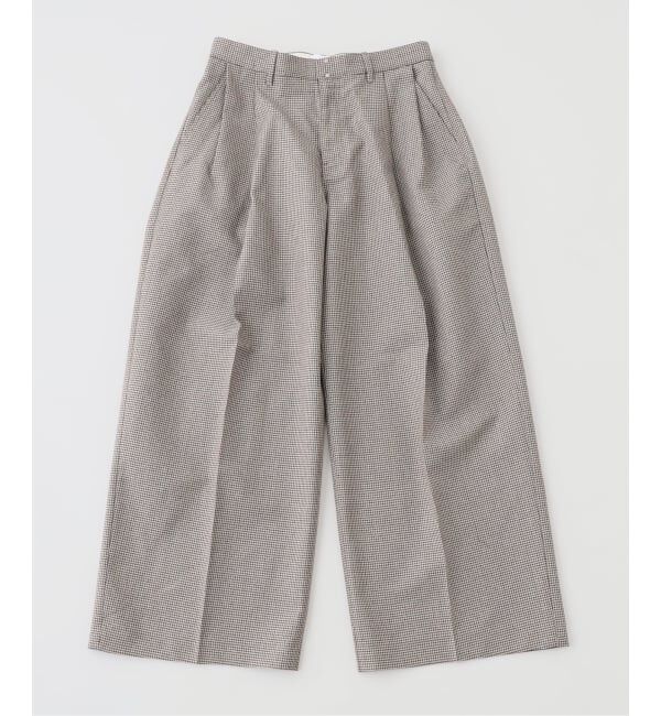 EDIFICE「TANAKA (タナカ) HAKAMA TROUSERS  MICRO CHECK」|スラックス|ベージュ