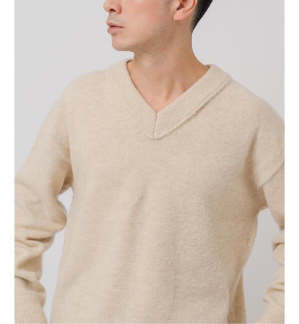 EDIFICE「ETS.MATERIAUX(マテリオ) シャギー Vネック ニット」|ニット・セーター|ホワイト A