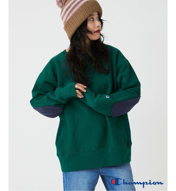 JOURNAL STANDARD relume「CHAMPION / チャンピオン 別注 R/W エルボーパッチ クルーネックスウェット」|スウェット・ジャージ|グリーン