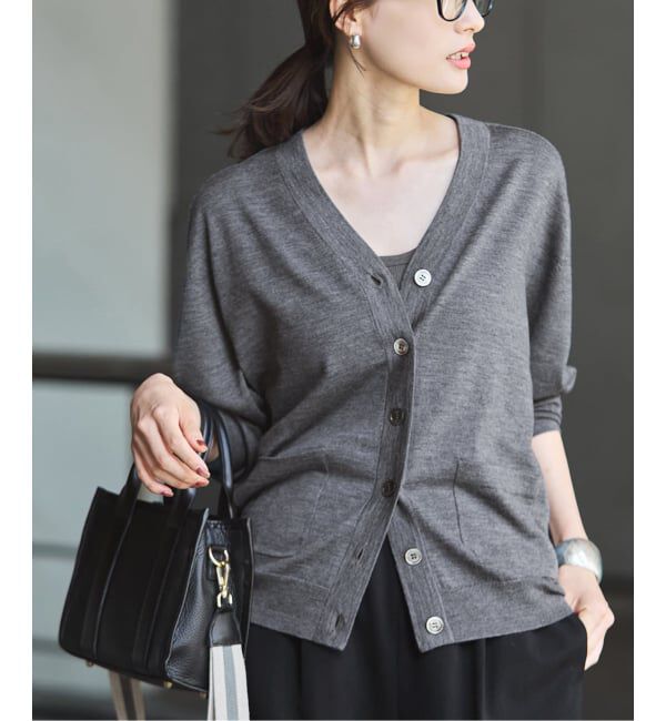 FRAMeWORK「≪WEB限定 / 追加≫イタリアヤーン basic Vネックカーディガン」|カーディガン|グレーB