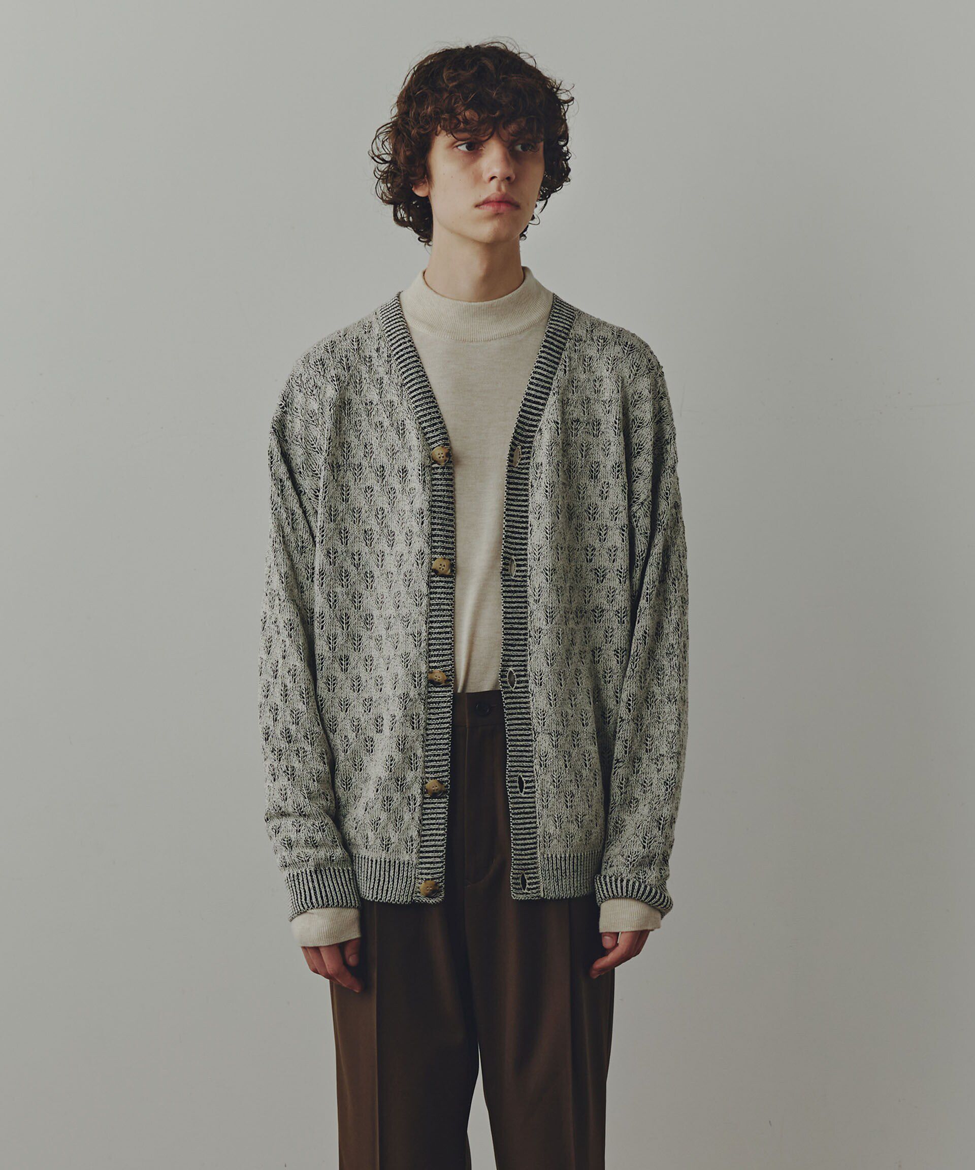 nano･universe「WEB限定/「Commonuse」ジャガードＶネックカーディガン」|ニット・セーター|パターン32