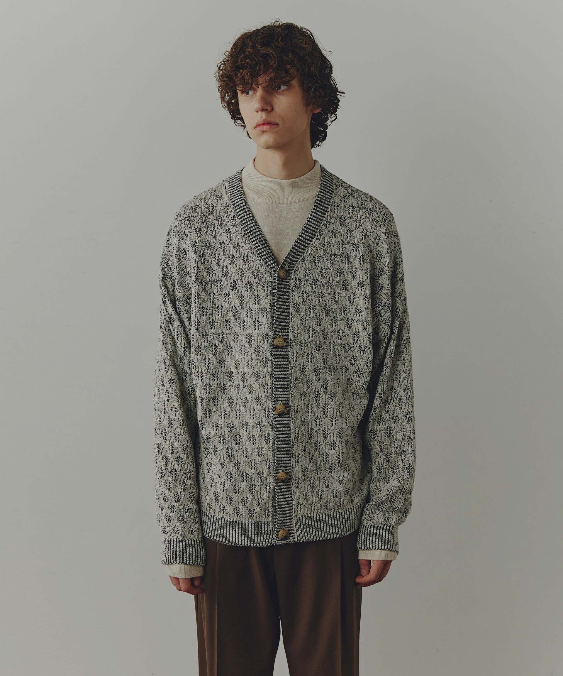 nano･universe「WEB限定/「Commonuse」ジャガードＶネックカーディガン」|ニット・セーター|