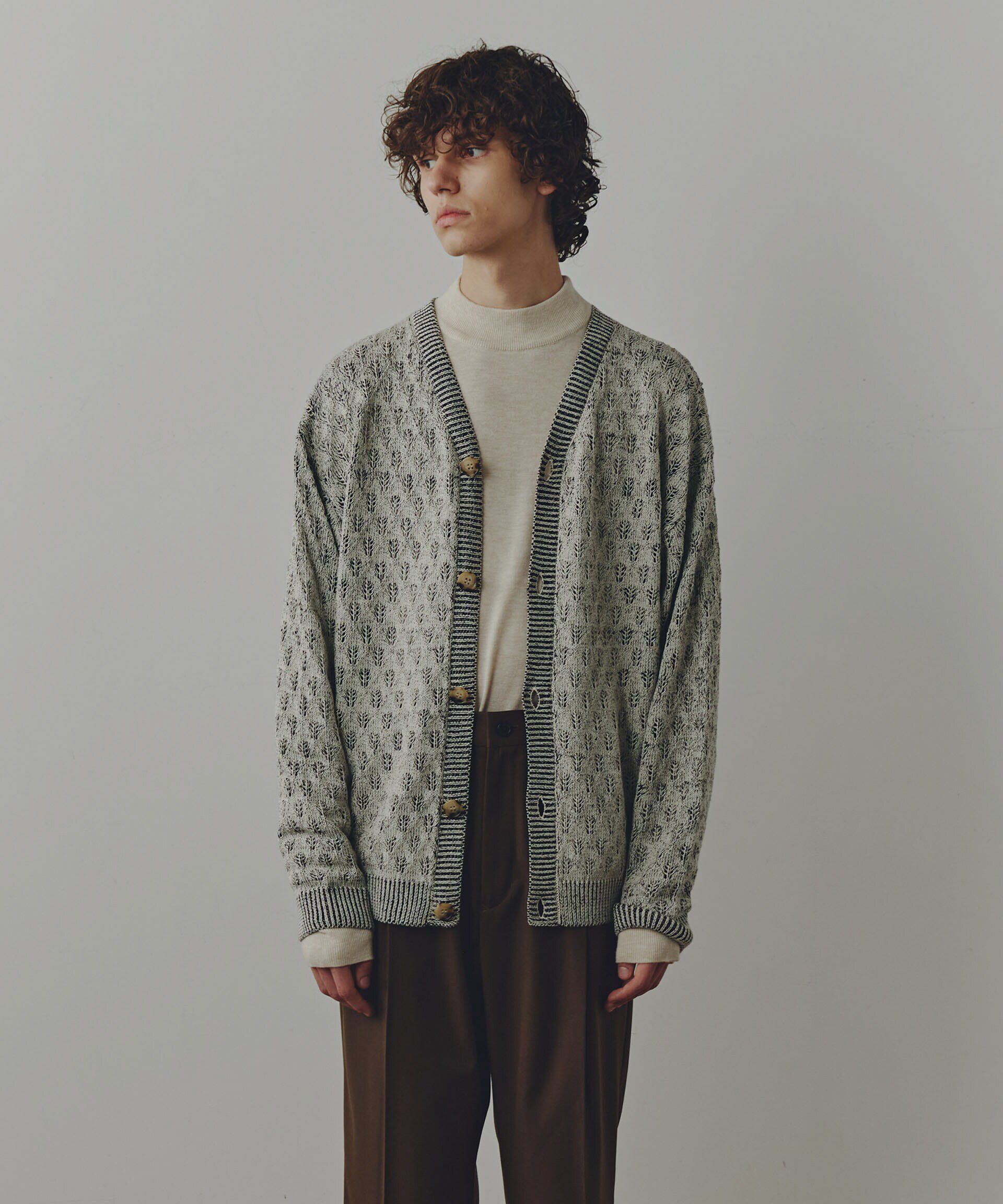 nano･universe「WEB限定/「Commonuse」ジャガードＶネックカーディガン」|ニット・セーター|