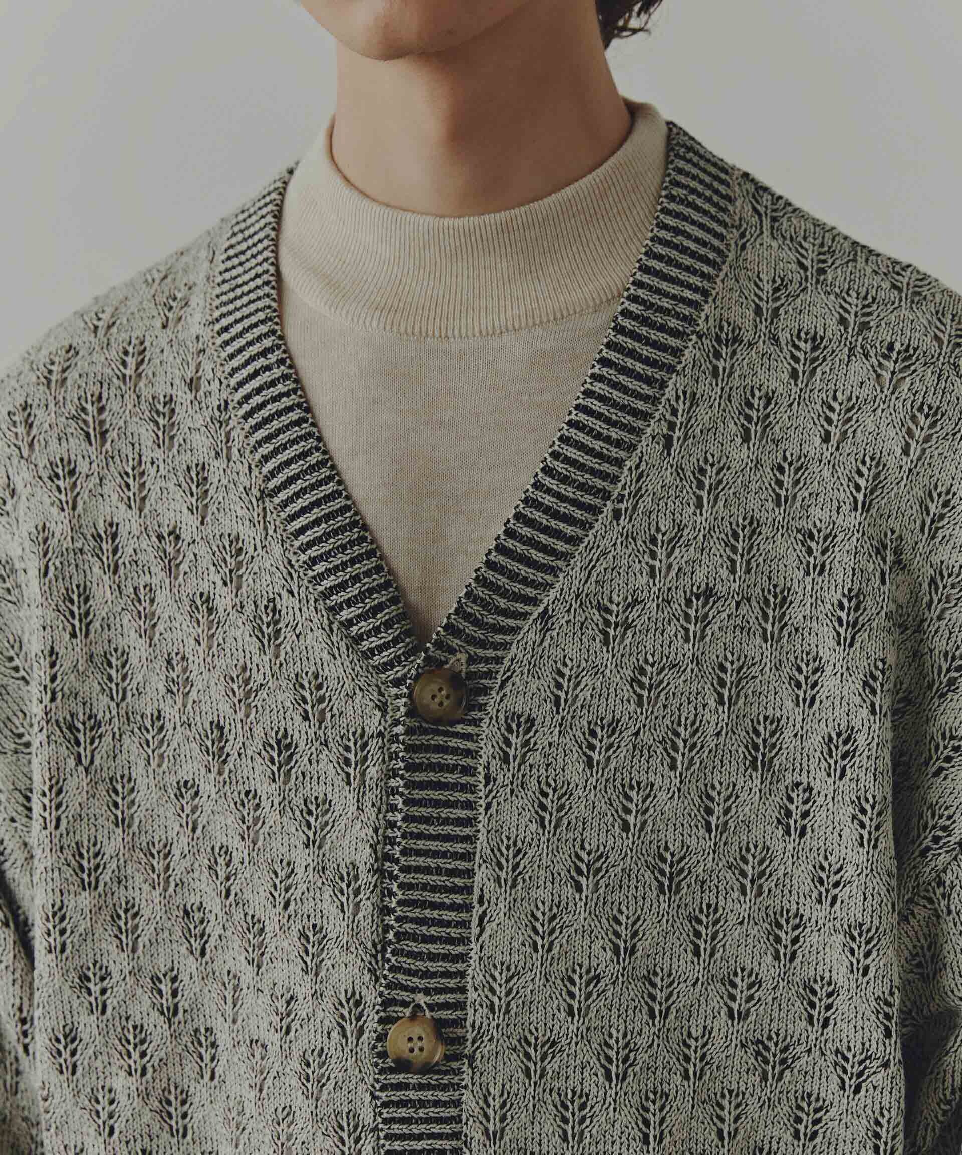 nano･universe「WEB限定/「Commonuse」ジャガードＶネックカーディガン」|ニット・セーター|