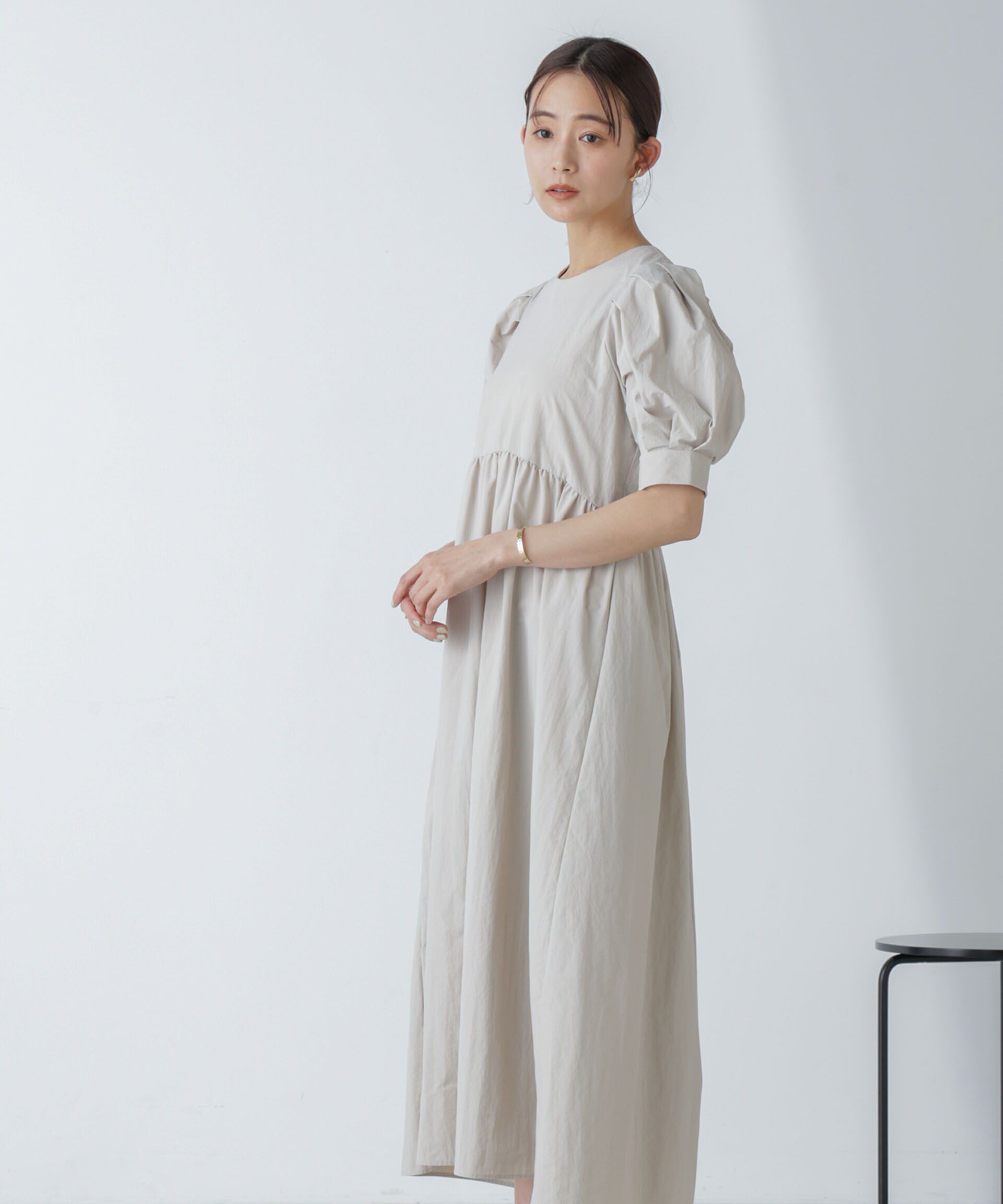 nano･universe「「星玲奈&times;NANO universe」タックスリーブタスランマキシワンピース」|ワンピース|ライトベージ 1