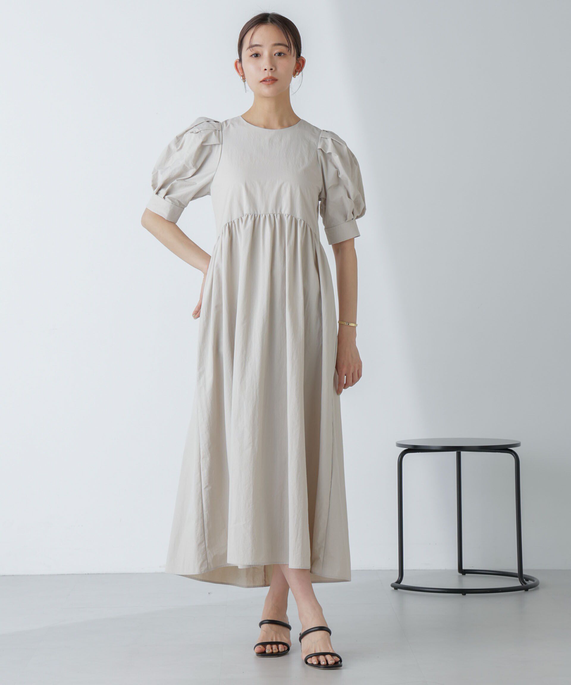 nano･universe「「星玲奈&times;NANO universe」タックスリーブタスランマキシワンピース」|ワンピース|