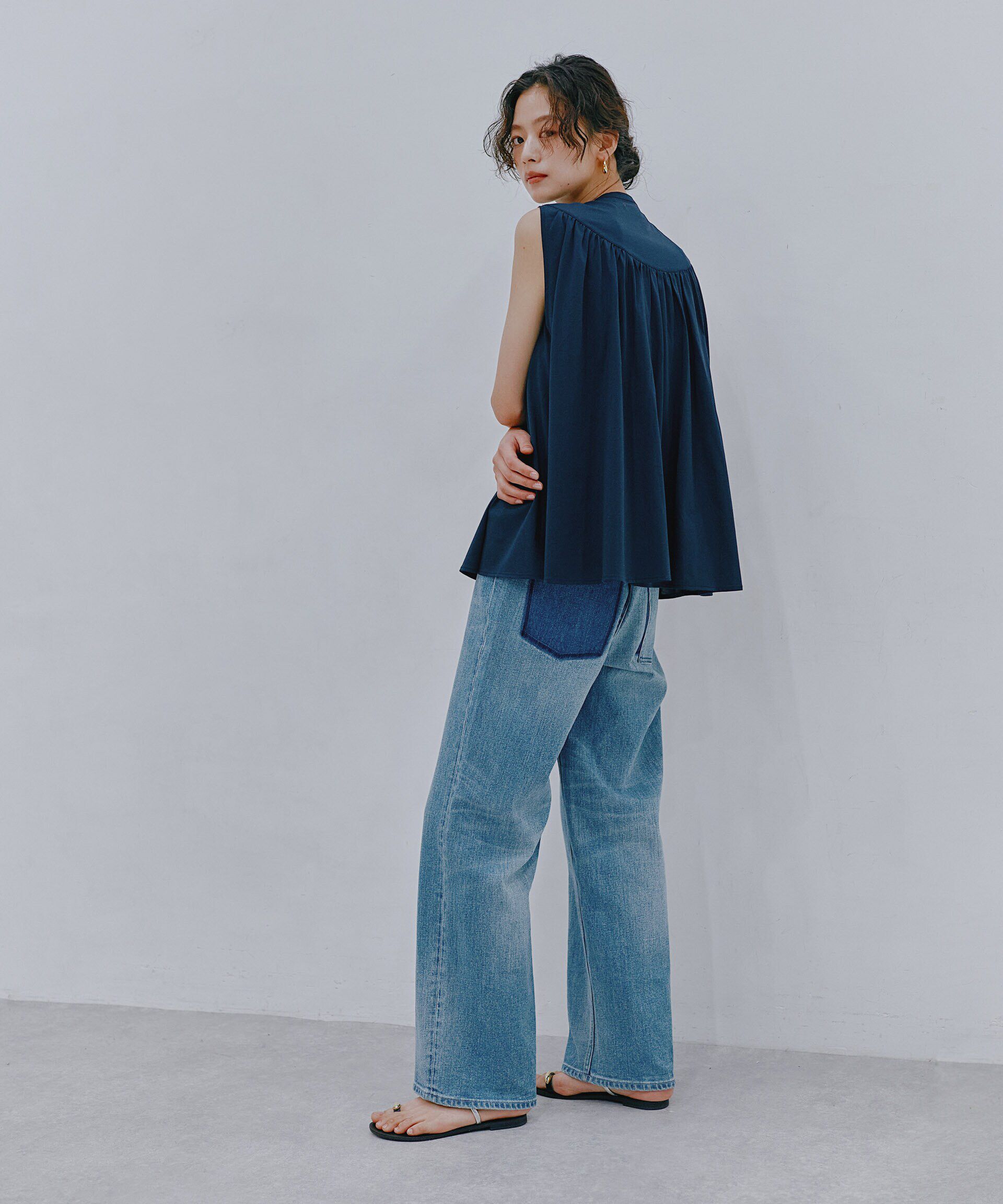 nano･universe「エアリーギャザーノースリーブトップス」|Tシャツ・カットソー|