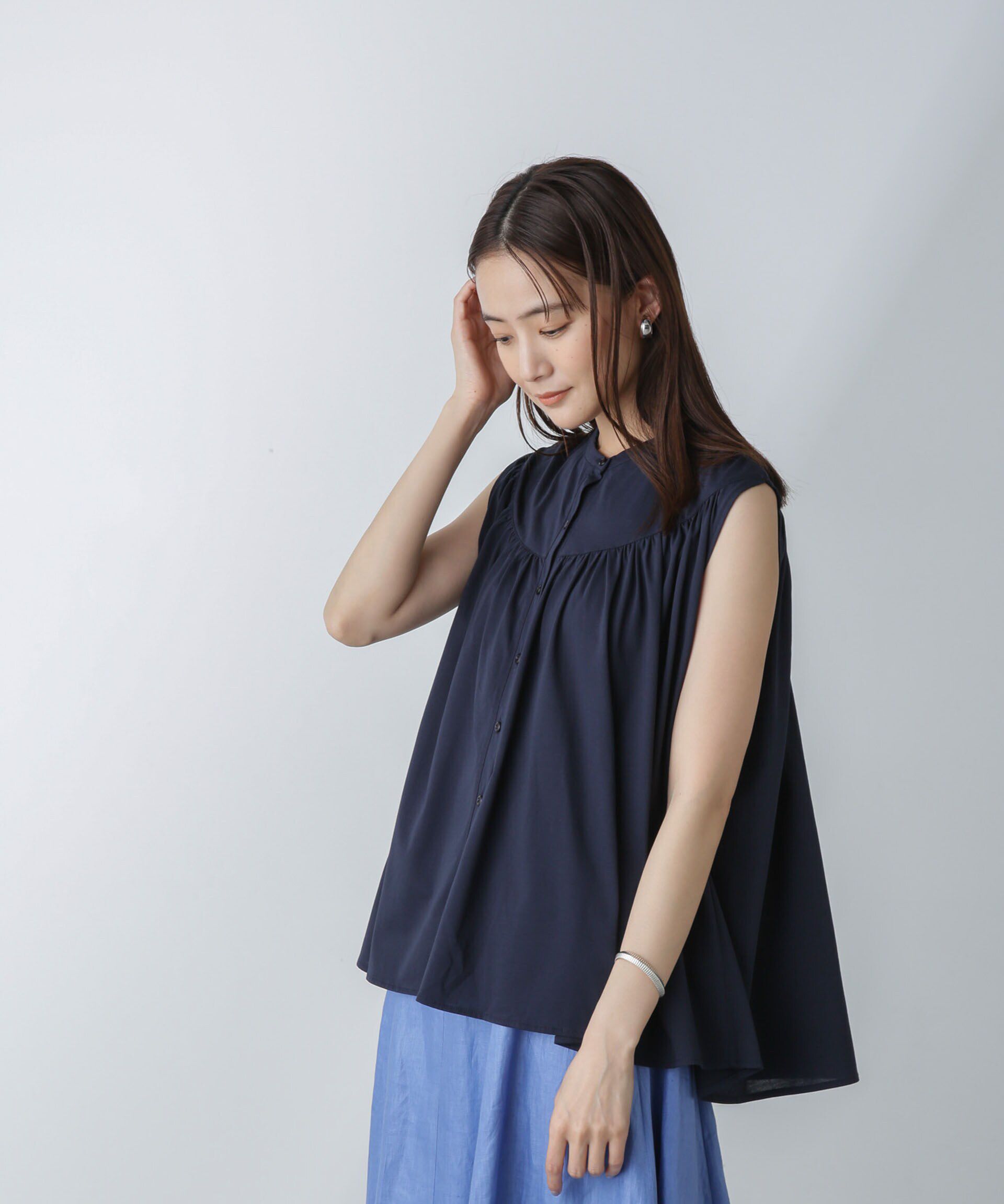 nano･universe「エアリーギャザーノースリーブトップス」|Tシャツ・カットソー|