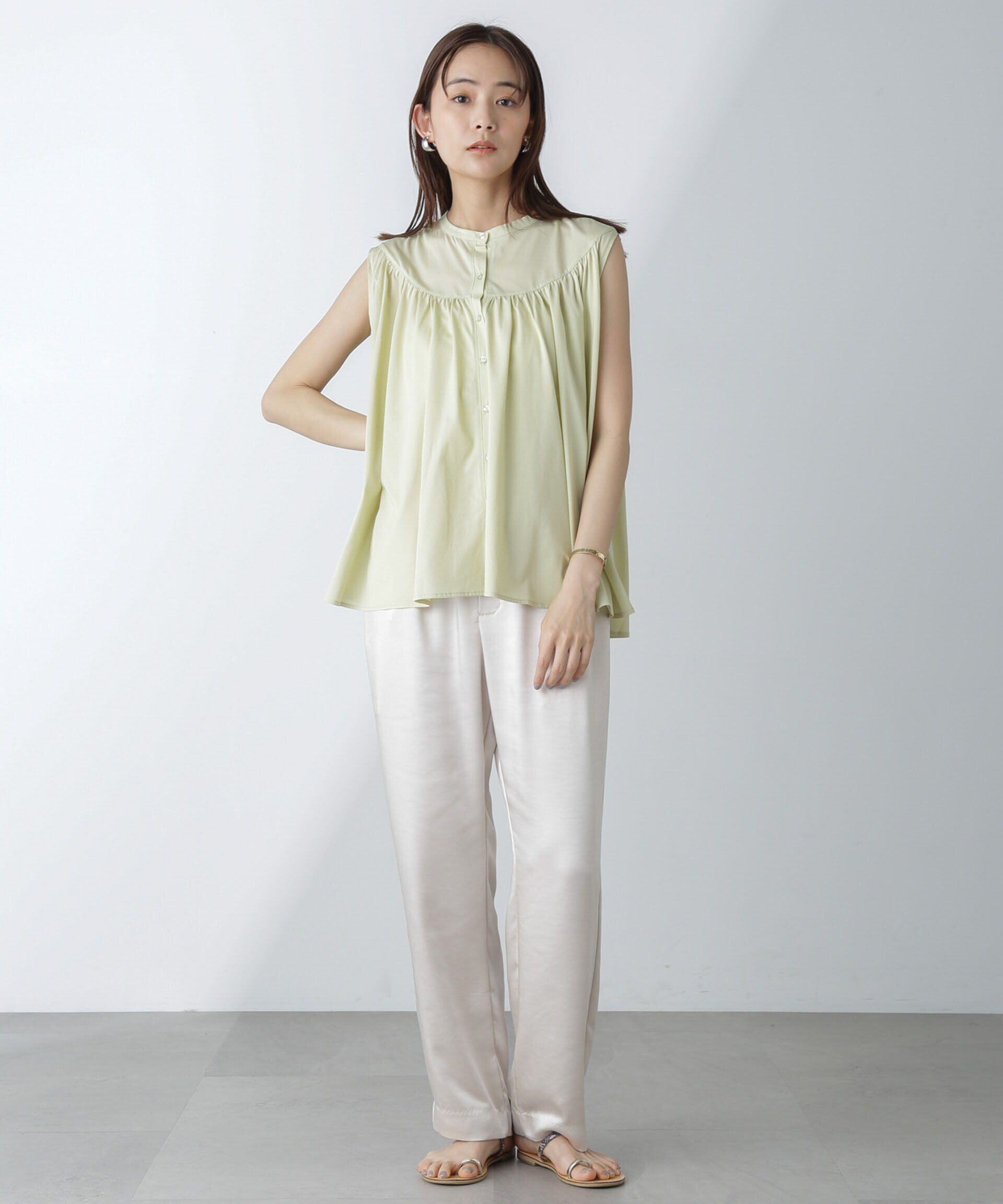 nano･universe「エアリーギャザーノースリーブトップス」|Tシャツ・カットソー|