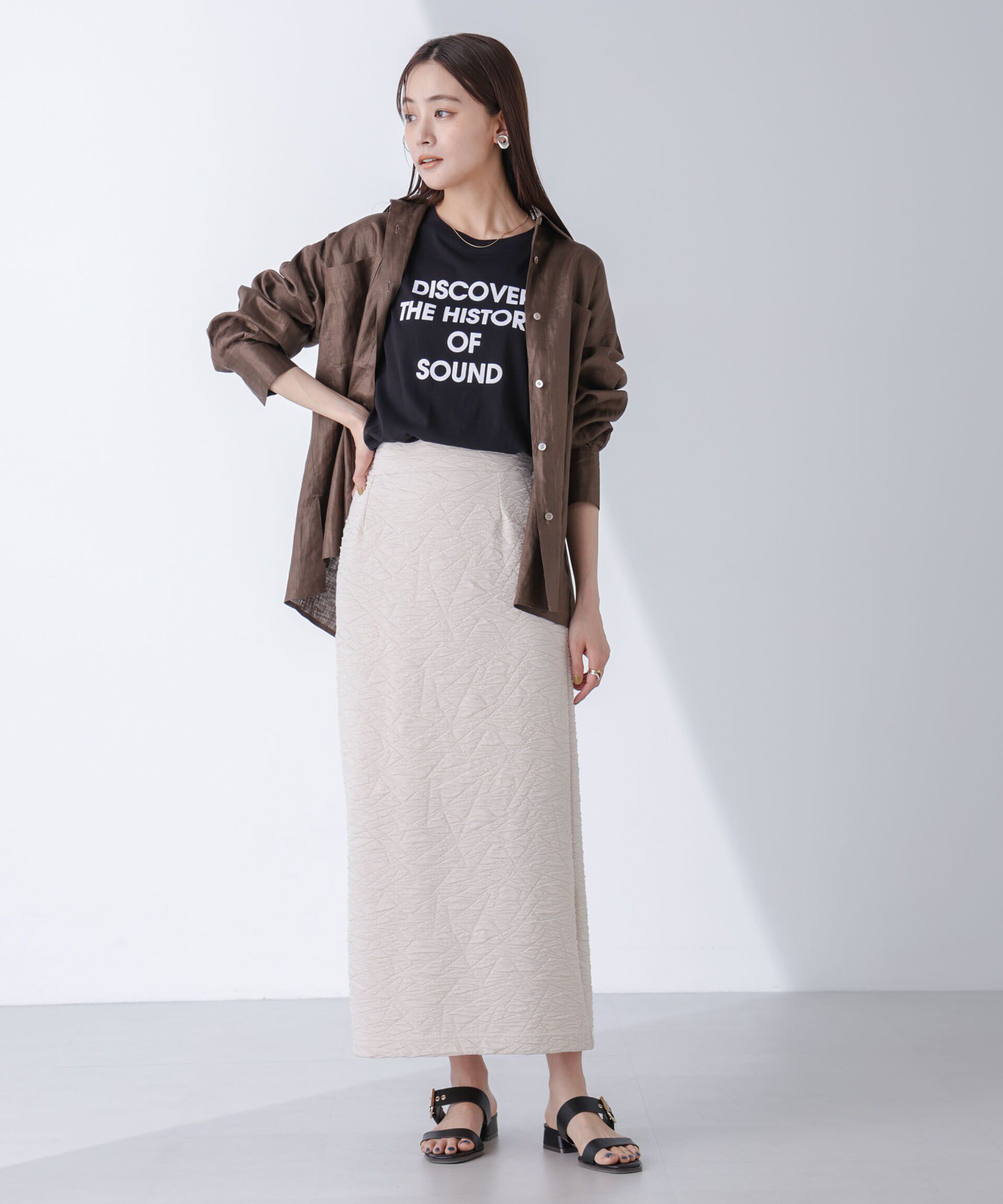 nano･universe「フクレジャガードカットナロースカート(セットアップ可)」|スカート|