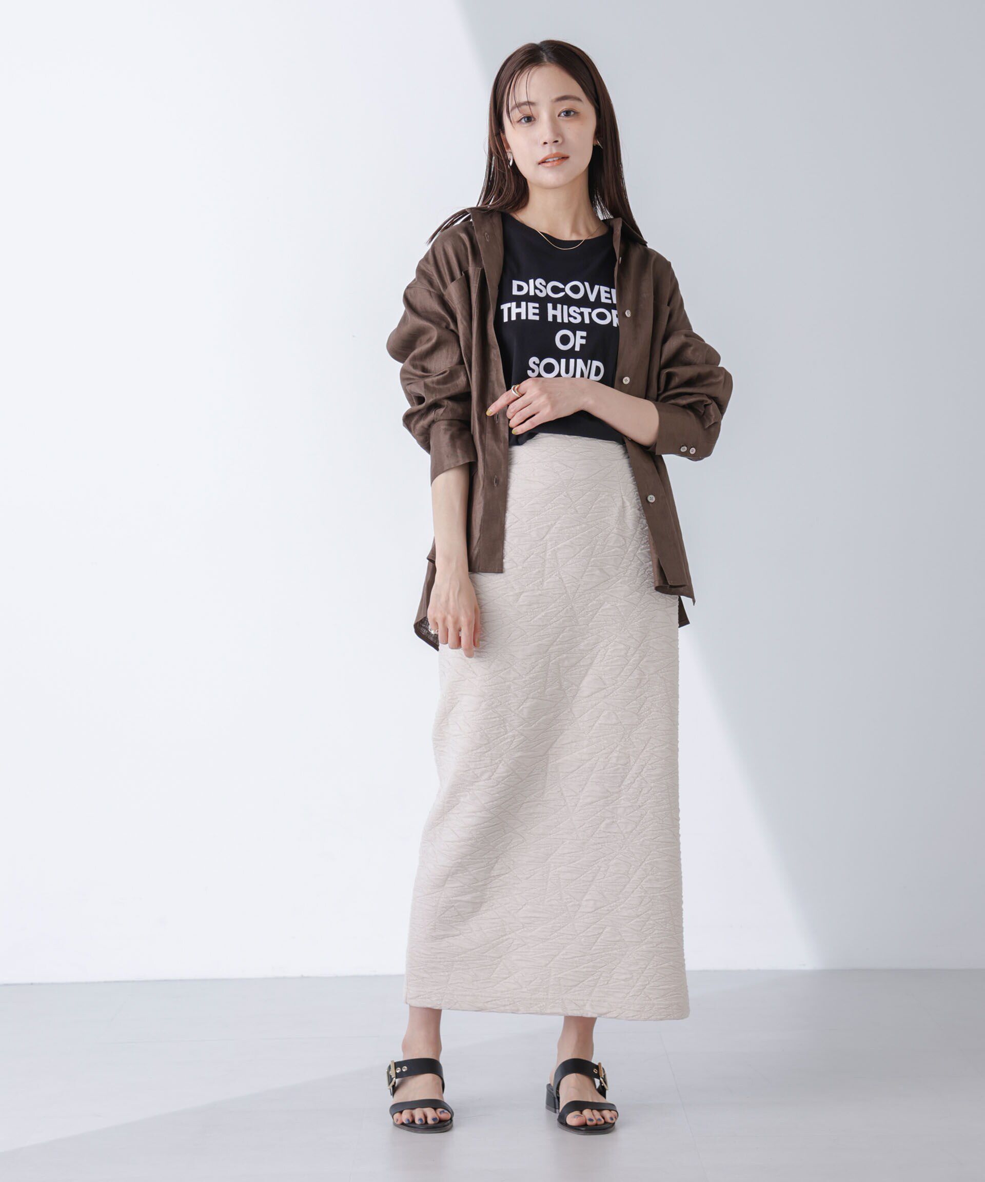 nano･universe「フクレジャガードカットナロースカート(セットアップ可)」|スカート|