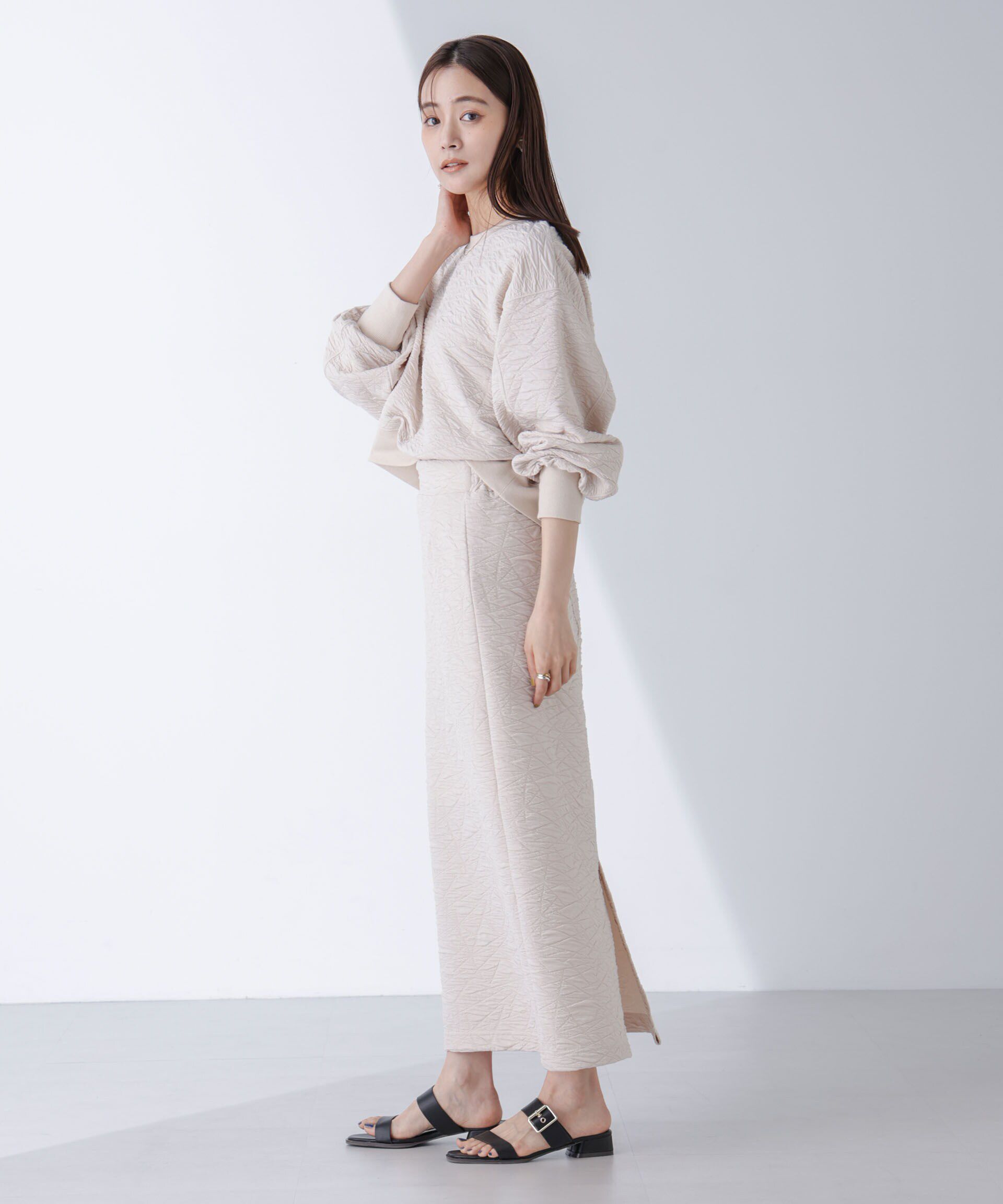 nano･universe「フクレジャガードカットナロースカート(セットアップ可)」|スカート|