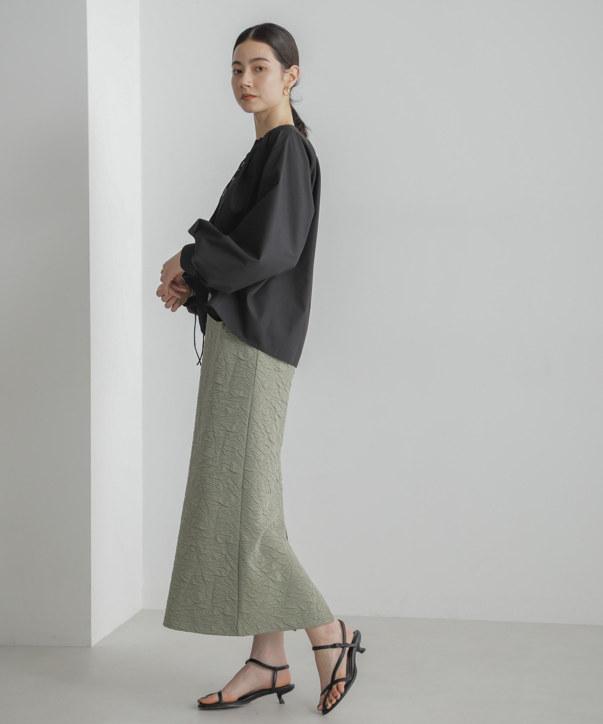 nano･universe「フクレジャガードカットナロースカート(セットアップ可)」|スカート|