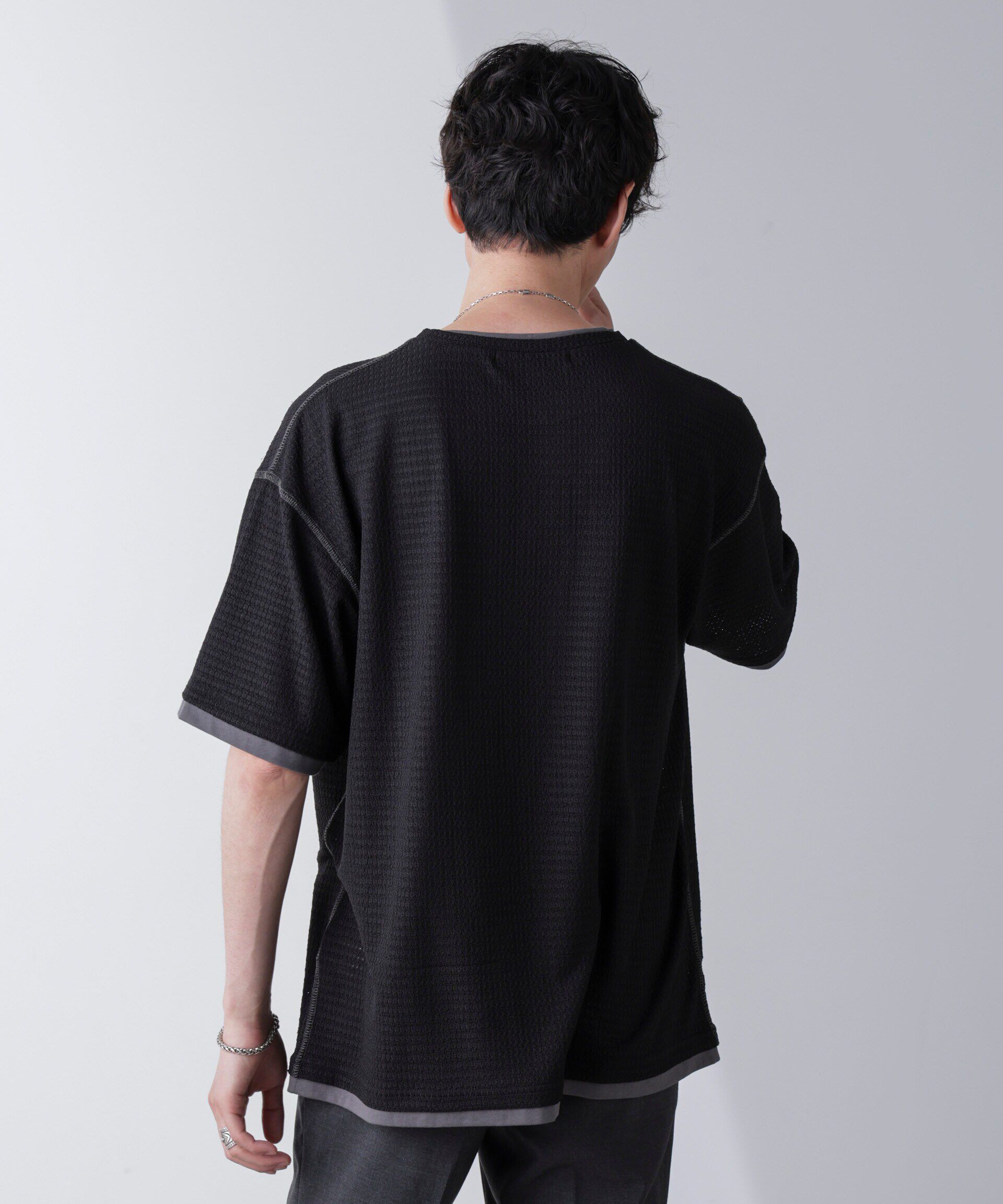 nano･universe「カラーステッチジャガードTシャツ 半袖」|Tシャツ・カットソー|