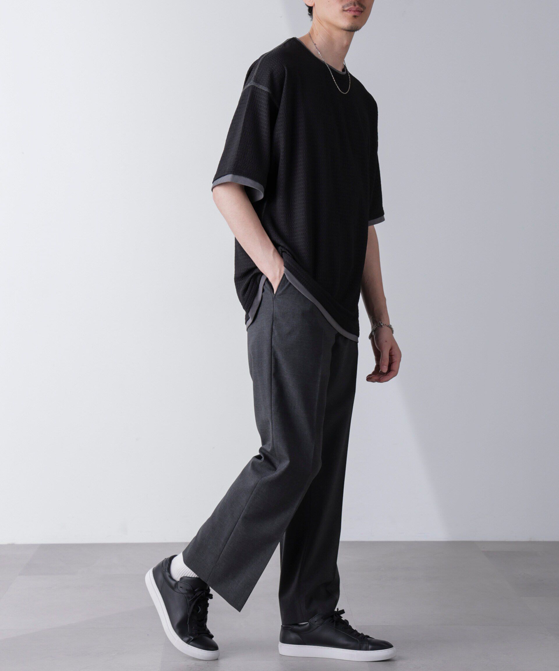 nano･universe「カラーステッチジャガードTシャツ 半袖」|Tシャツ・カットソー|