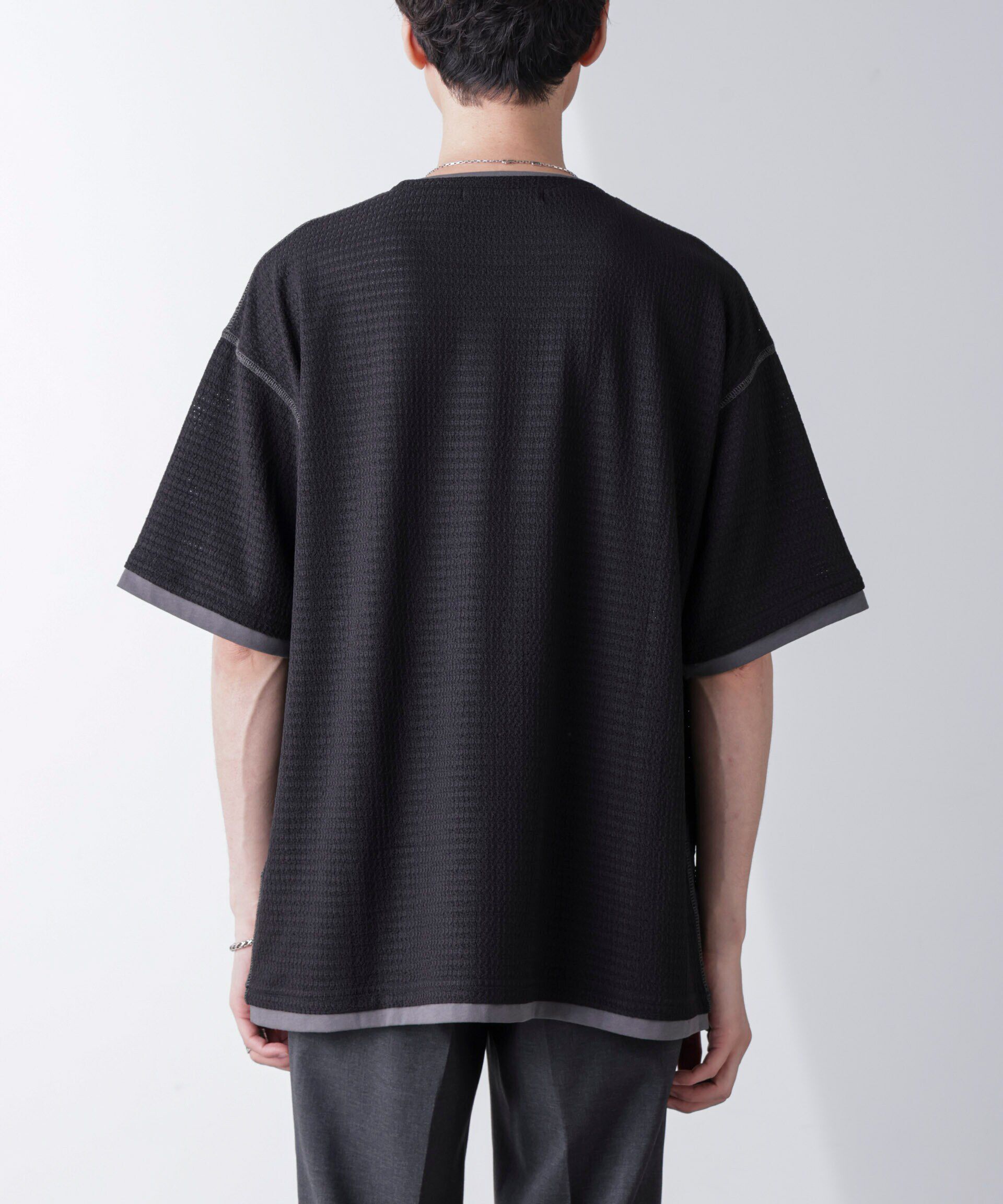 nano･universe「カラーステッチジャガードTシャツ 半袖」|Tシャツ・カットソー|