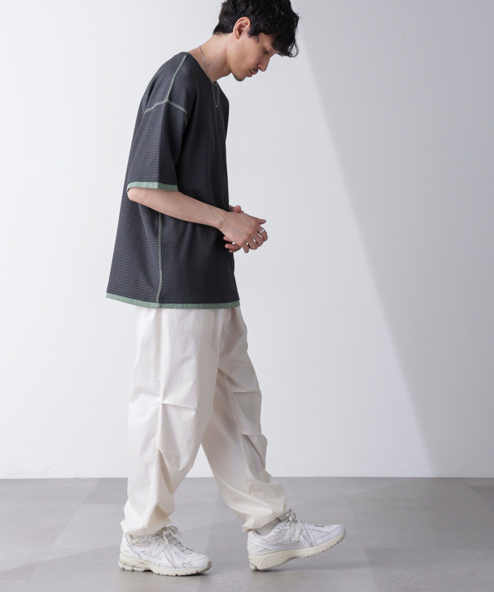 nano･universe「カラーステッチジャガードTシャツ 半袖」|Tシャツ・カットソー|