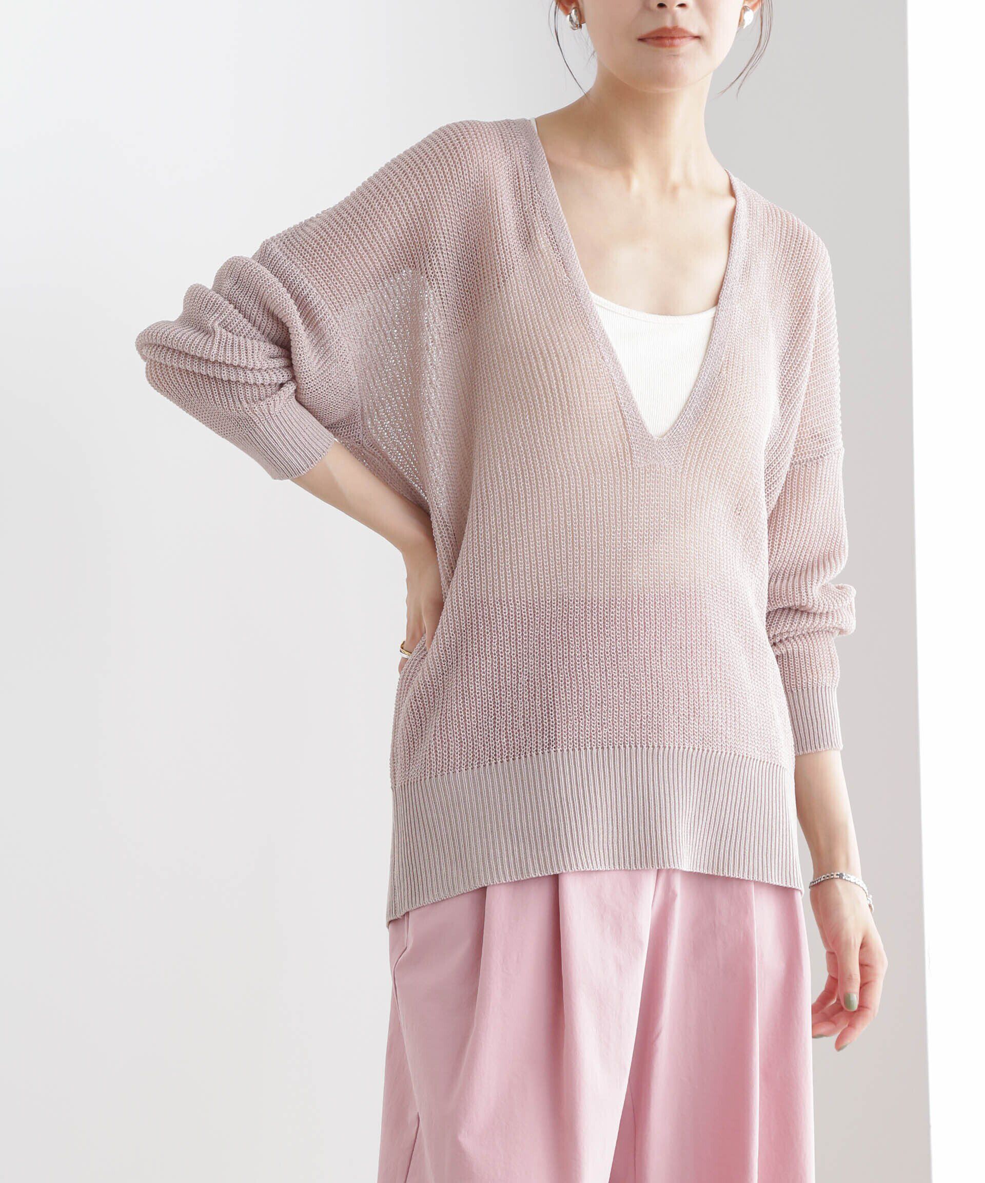 nano･universe「DeepVネックシアー畔ニット」|ニット・セーター|