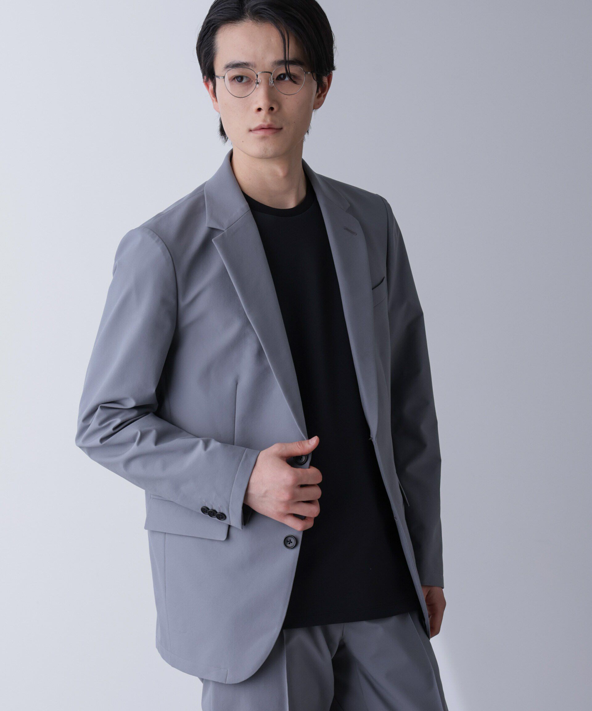 nano･universe「｢N JACKET PREMIUM｣TEXBRID(R)撥水ｳﾗﾄﾞｯﾄｽﾄﾚｯﾁｼﾞｬｹｯﾄ(ｾｯﾄ 」|スーツ|