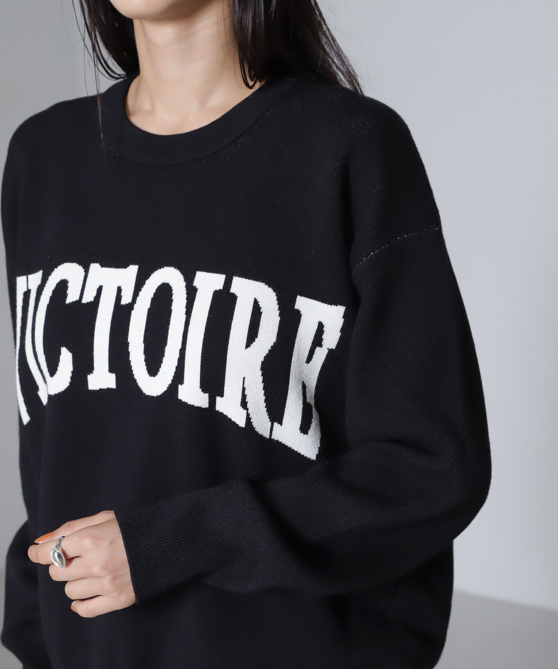 nano･universe「ダブルジャガードロゴニット」|ニット・セーター|