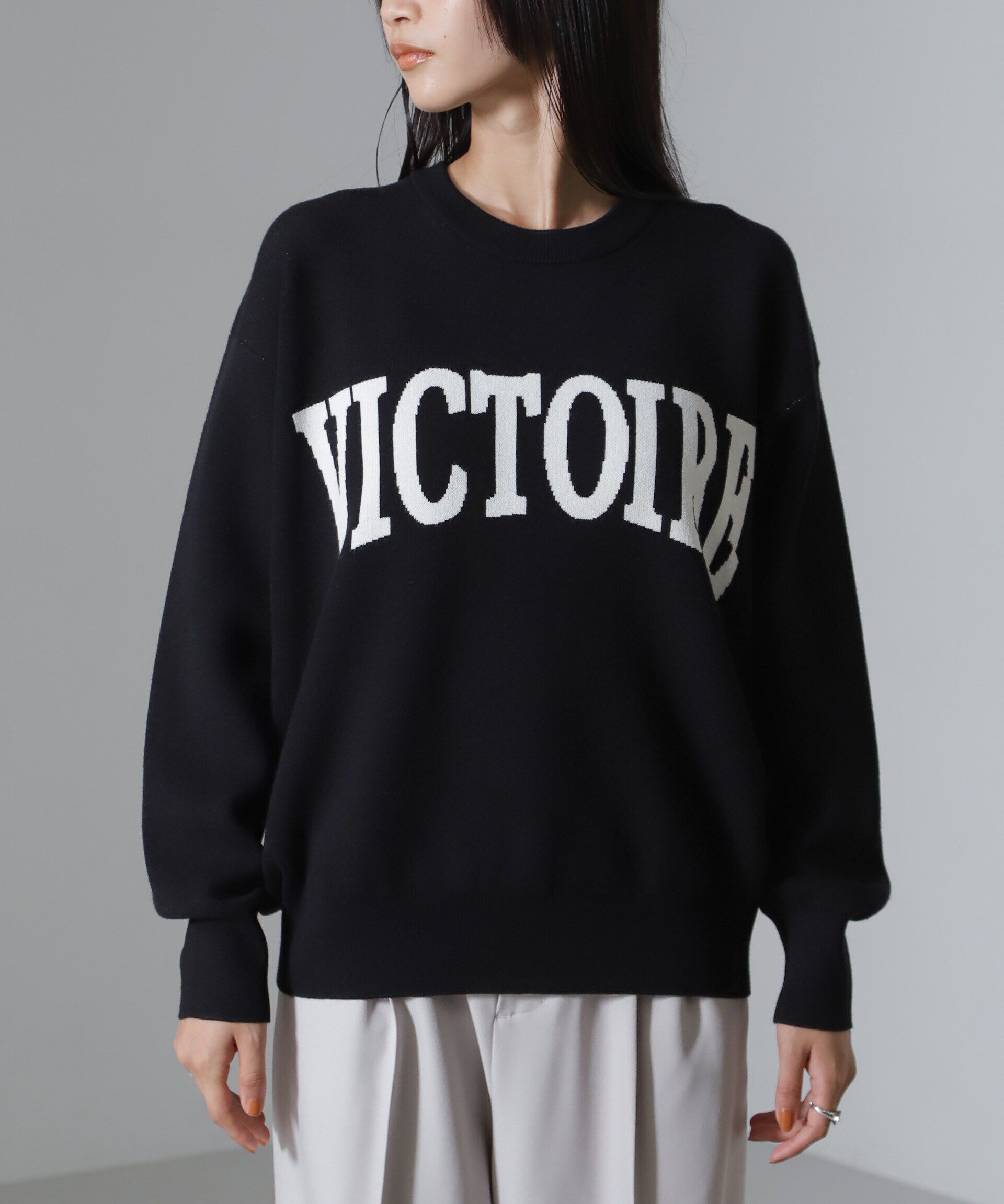 nano･universe「ダブルジャガードロゴニット」|ニット・セーター|