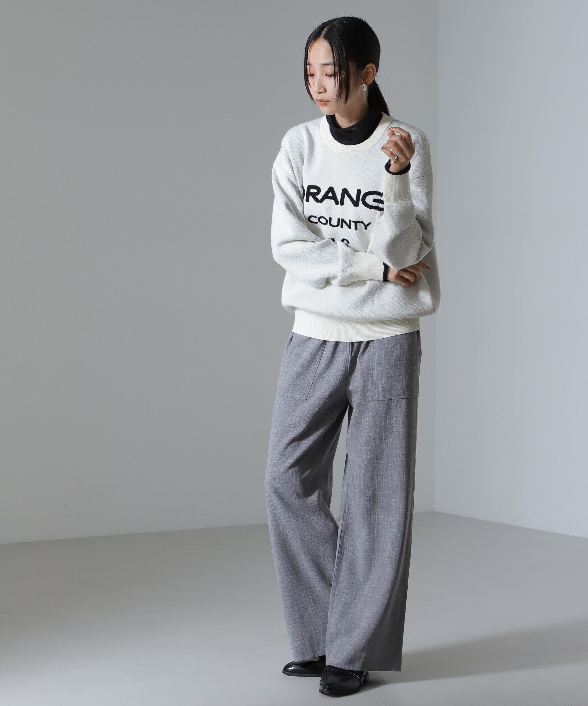 nano･universe「ダブルジャガードロゴニット」|ニット・セーター|