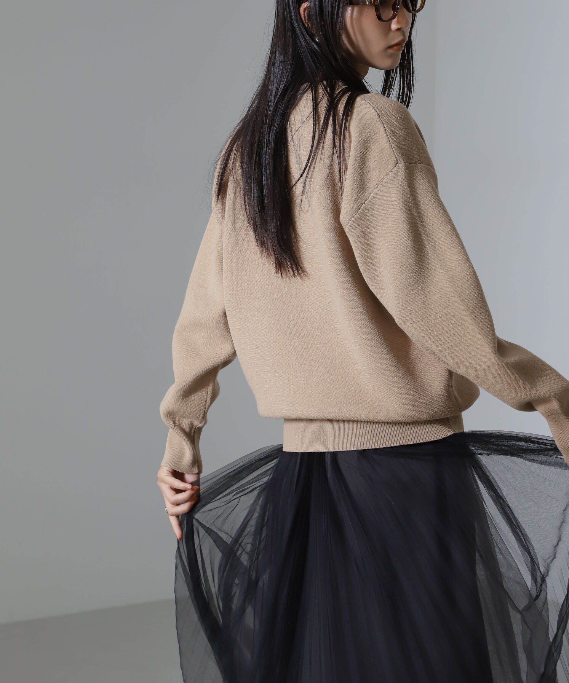 nano･universe「ダブルジャガードロゴニット」|ニット・セーター|