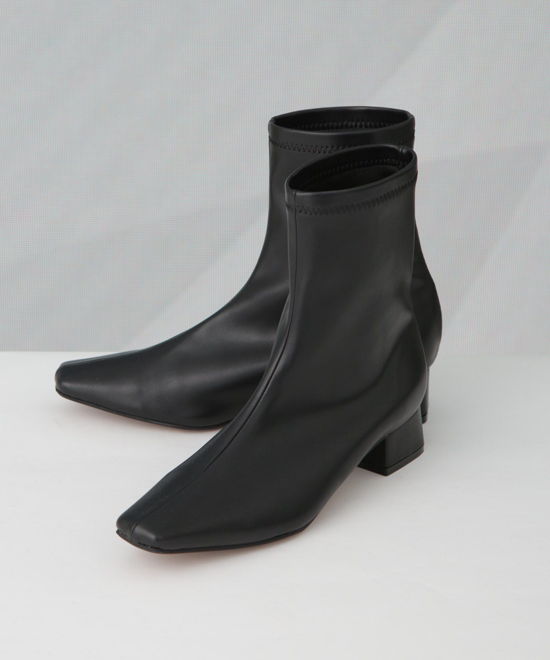 nano･universe「ストレッチスクエアトゥショートブーツ」|ビジネス・ドレスシューズ|