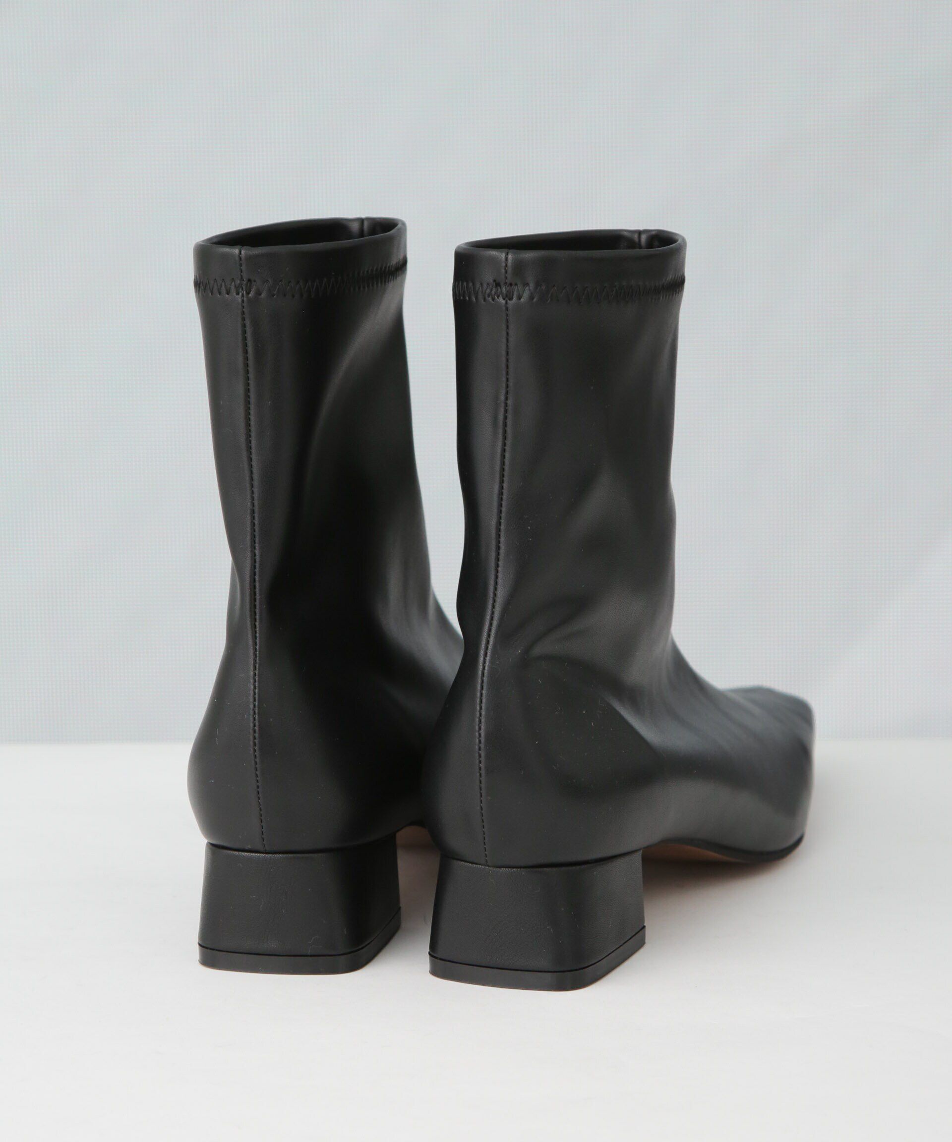 nano･universe「ストレッチスクエアトゥショートブーツ」|ビジネス・ドレスシューズ|