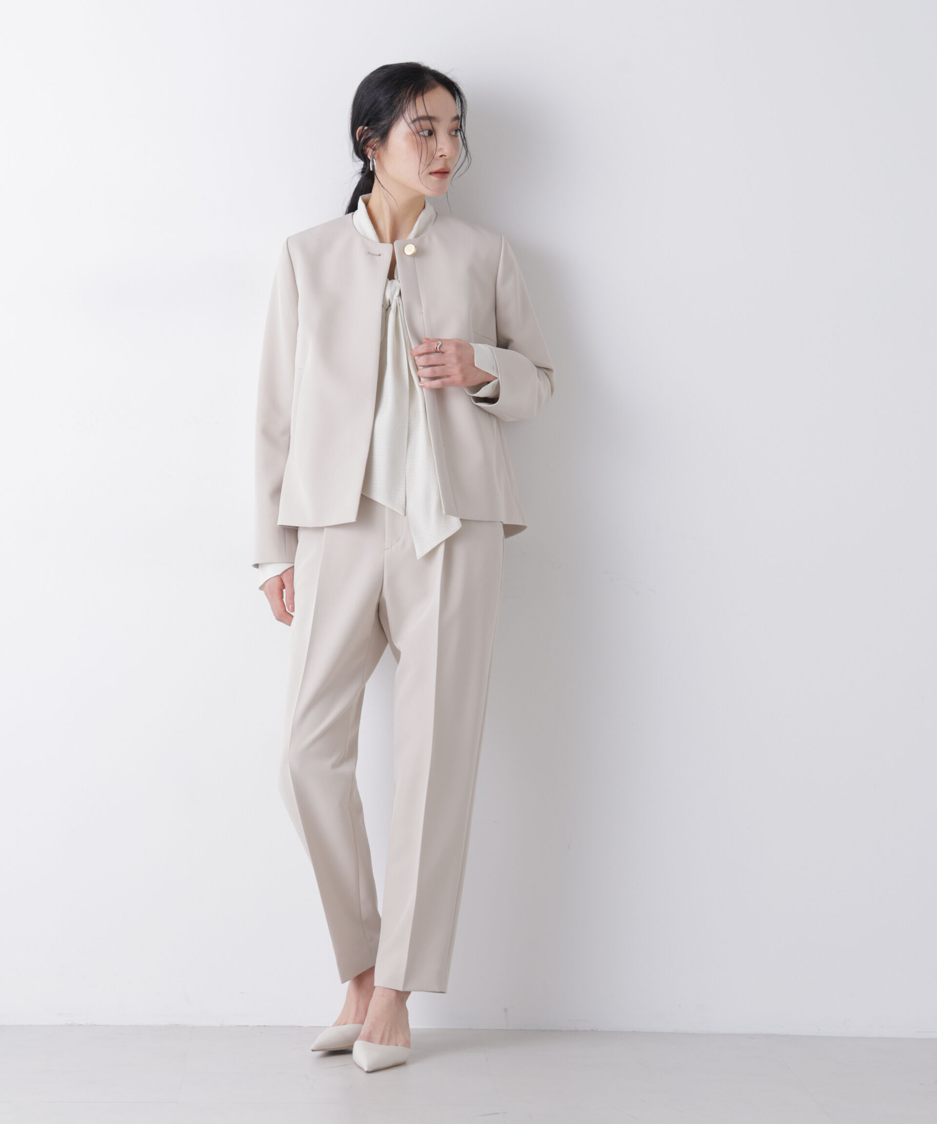 nano･universe「デイリーファンクション ノーカラージャケット(セットアップ可)」|テーラードジャケット|