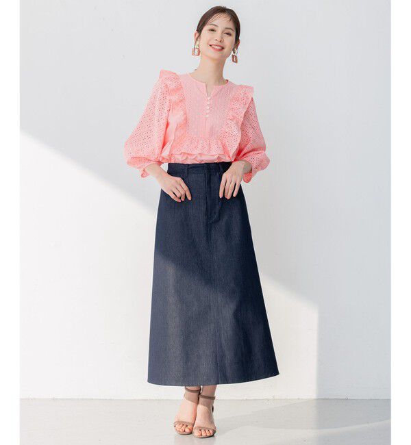 組曲「【WEB限定色あり】レースコンビシャーティング ブラウス」|シャツ・ブラウス|