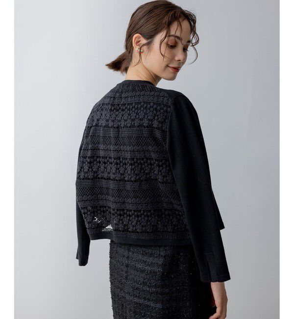 組曲「【WEB限定・2SET】バックレースツインセット」|カーディガン|ブラック系
