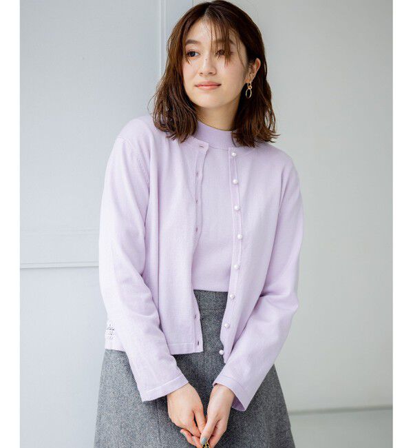 組曲「【WEB限定・2SET】バックレースツインセット」|カーディガン|ライラック系