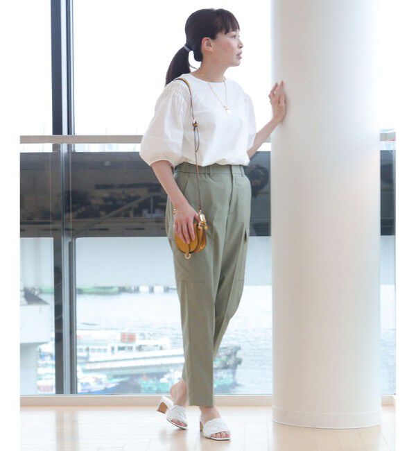 自由区「【洗える】撥水シルキーポプリン カーゴパンツ」|その他|カーキ系
