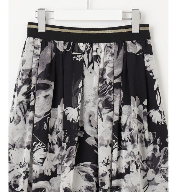 自由区「【ウエストゴム・洗える】ピオニーフローラルプリント  スカート」|スカート|