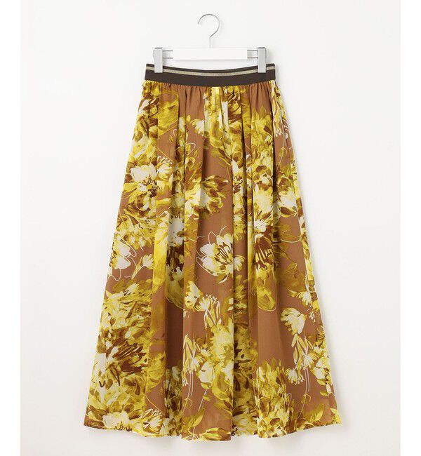 自由区「【ウエストゴム・洗える】ピオニーフローラルプリント  スカート」|スカート|