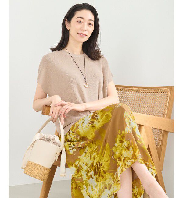 自由区「【ウエストゴム・洗える】ピオニーフローラルプリント  スカート」|スカート|