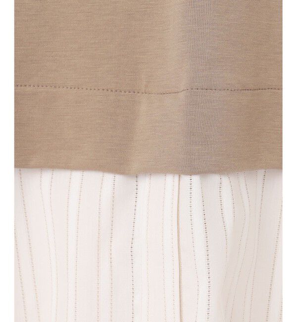 自由区「【洗える】カラミストライプコンビジャージ トップス」|Tシャツ・カットソー|