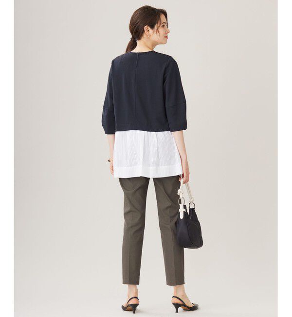 自由区「【洗える】カラミストライプコンビジャージ トップス」|Tシャツ・カットソー|