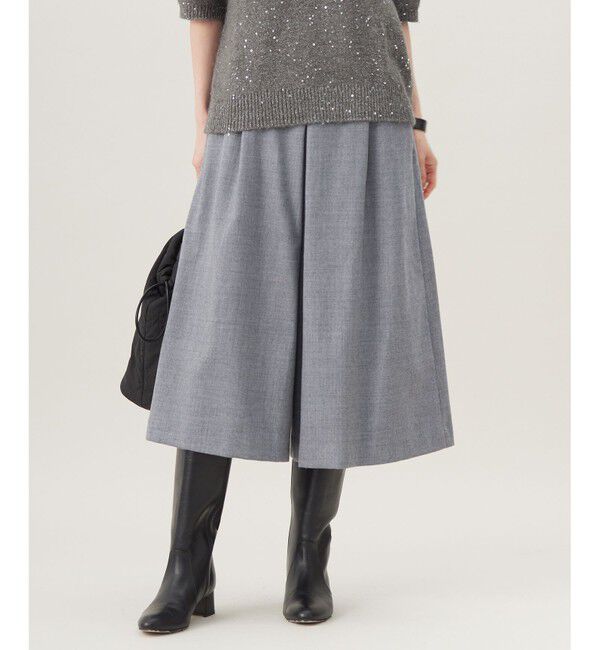 自由区「【洗える】ウォッシャブルウールサキソニーキュロット パンツ」|キュロット|TOPグレー