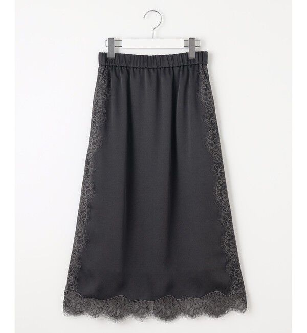 自由区「【洗える】サテンレース スカート」|スカート|