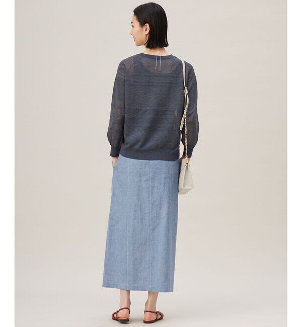 自由区「【洗える】コットンリネンシャンブレー スカート」|スカート|