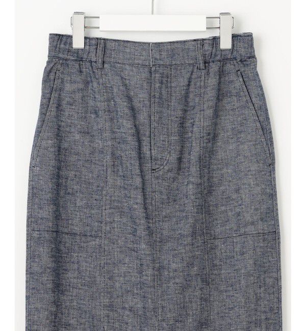 自由区「【洗える】コットンリネンシャンブレー スカート」|スカート|